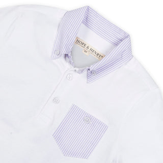 Organic Jersey Polo with Seersucker Trim - Baby - By Baano