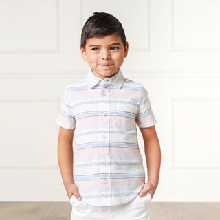Linen Short Sleeve Button Down Shirt Hope & Henry