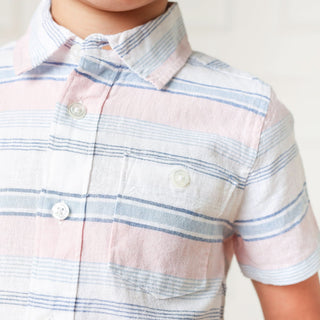 Linen Short Sleeve Button Down Shirt Hope & Henry