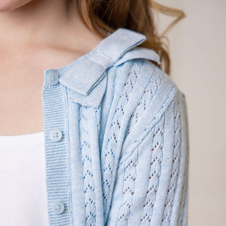 Organic Pointelle Bow Cardigan - By Baano