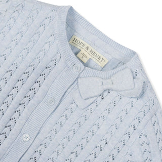 Organic Pointelle Bow Cardigan - By Baano