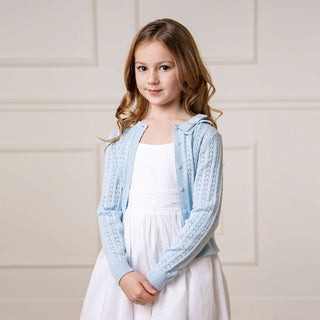 Organic Pointelle Bow Cardigan - By Baano