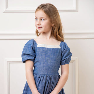 Crochet Trim Organic Chambray Dress - By Baano
