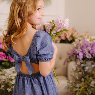 Crochet Trim Organic Chambray Dress - By Baano