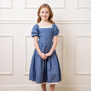 Crochet Trim Organic Chambray Dress - Baby - By Baano