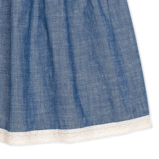 Crochet Trim Organic Chambray Dress - By Baano