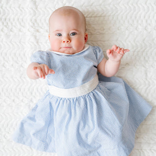 Organic Seersucker Peter Pan Collar Dress - Baby Hope & Henry