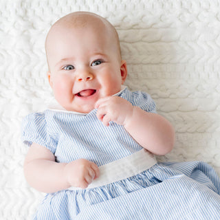 Organic Seersucker Peter Pan Collar Dress - Baby Hope & Henry