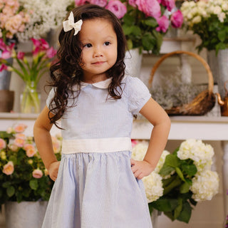 Organic Seersucker Peter Pan Collar Dress - By Baano
