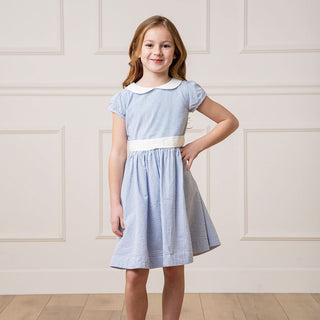 Organic Seersucker Peter Pan Collar Dress - By Baano