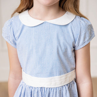 Organic Seersucker Peter Pan Collar Dress - By Baano