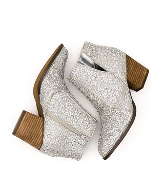 Shine Star Rhinestone Bootie in Silver - By Baano
