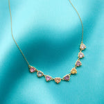 Hearts All Around Necklace - Beautiful Pastel Stones