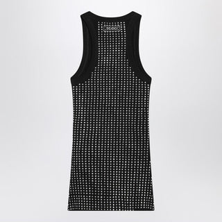Black Sleeveless Cotton Top With Crystals - By Baano