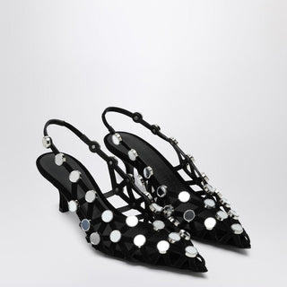 Black Grid Slingback