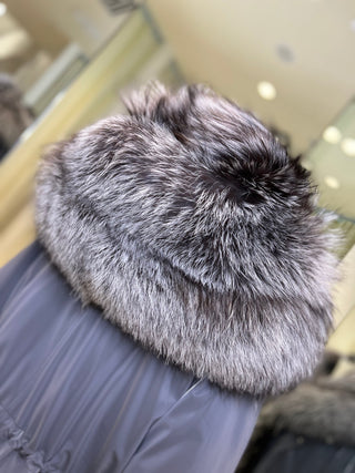 Genuine Silver Fox Fully Lined Hood Rabbit Insulated Parka - By Baano