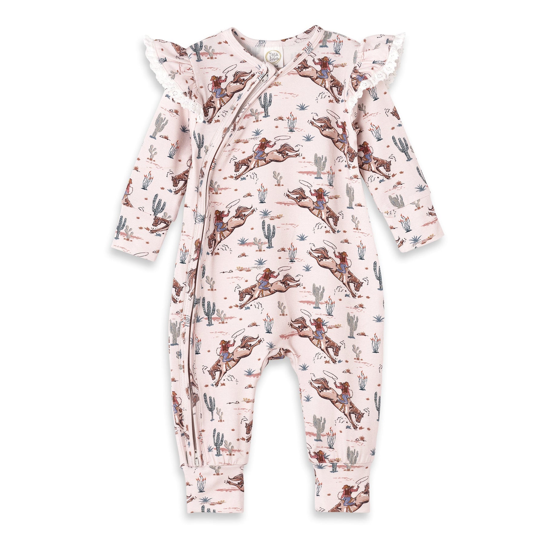 Prairie Princess Baby Girl Bamboo Western Zipper Romper Tesa Babe