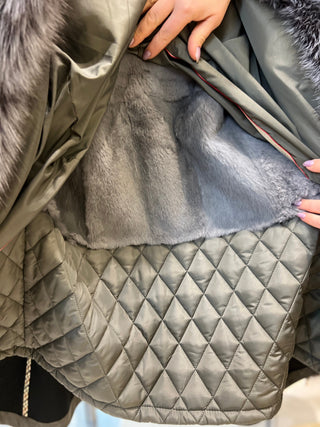 Silver Fox Fur Trim Rabbit Fur Insulated Parka - By Baano