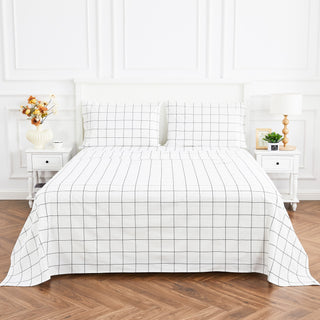 Grid Printed Cotton Percale Sheet Set