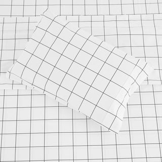 Grid Printed Cotton Percale Sheet Set