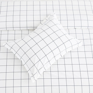 Grid Printed Cotton Percale Duvet Set