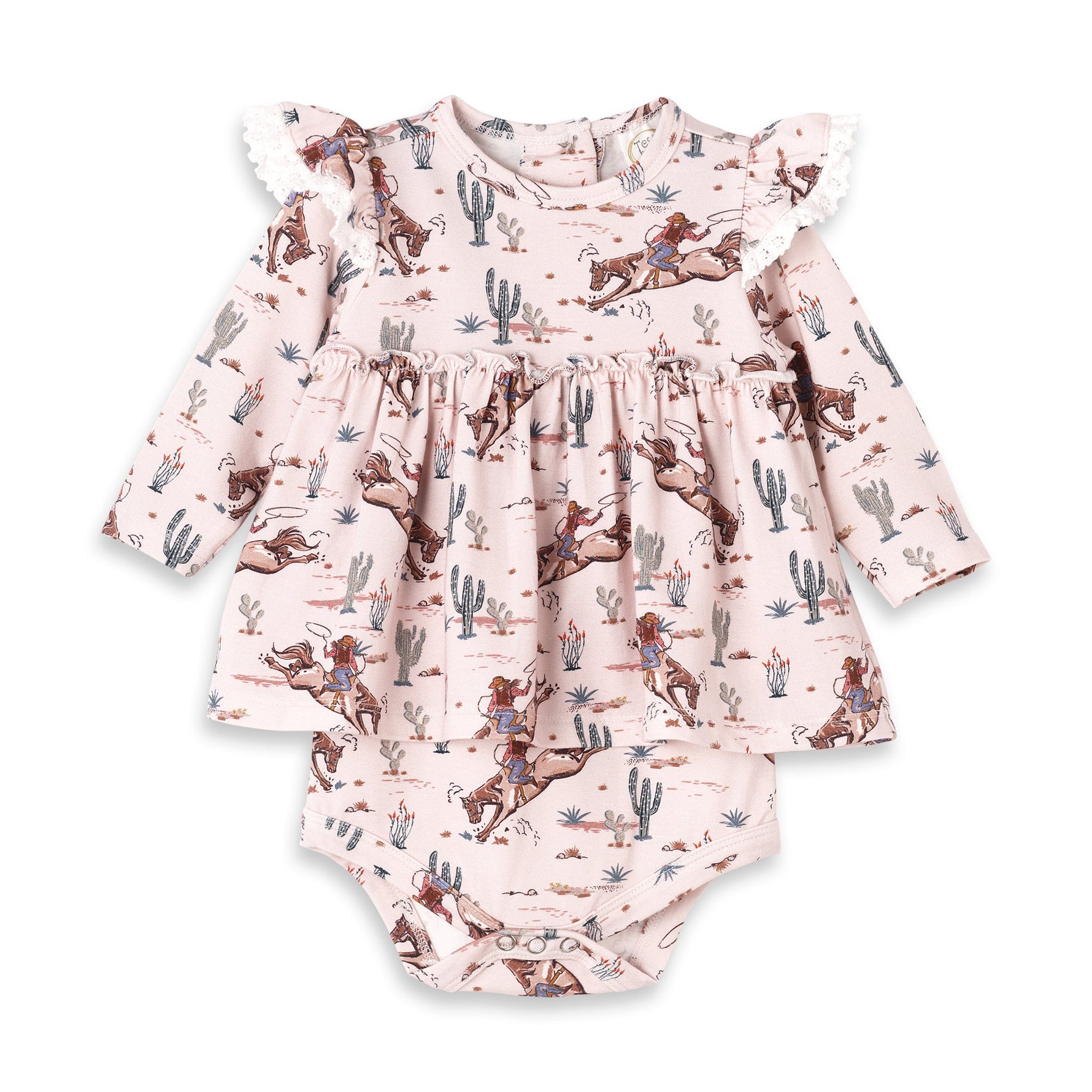 Prairie Princess Baby Girl Western Bamboo Skirted Bodysuit - By Baano
