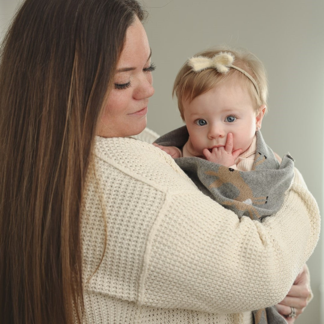 Luxury Cotton Deer Knit Swaddle Baby Blanket - By Baano