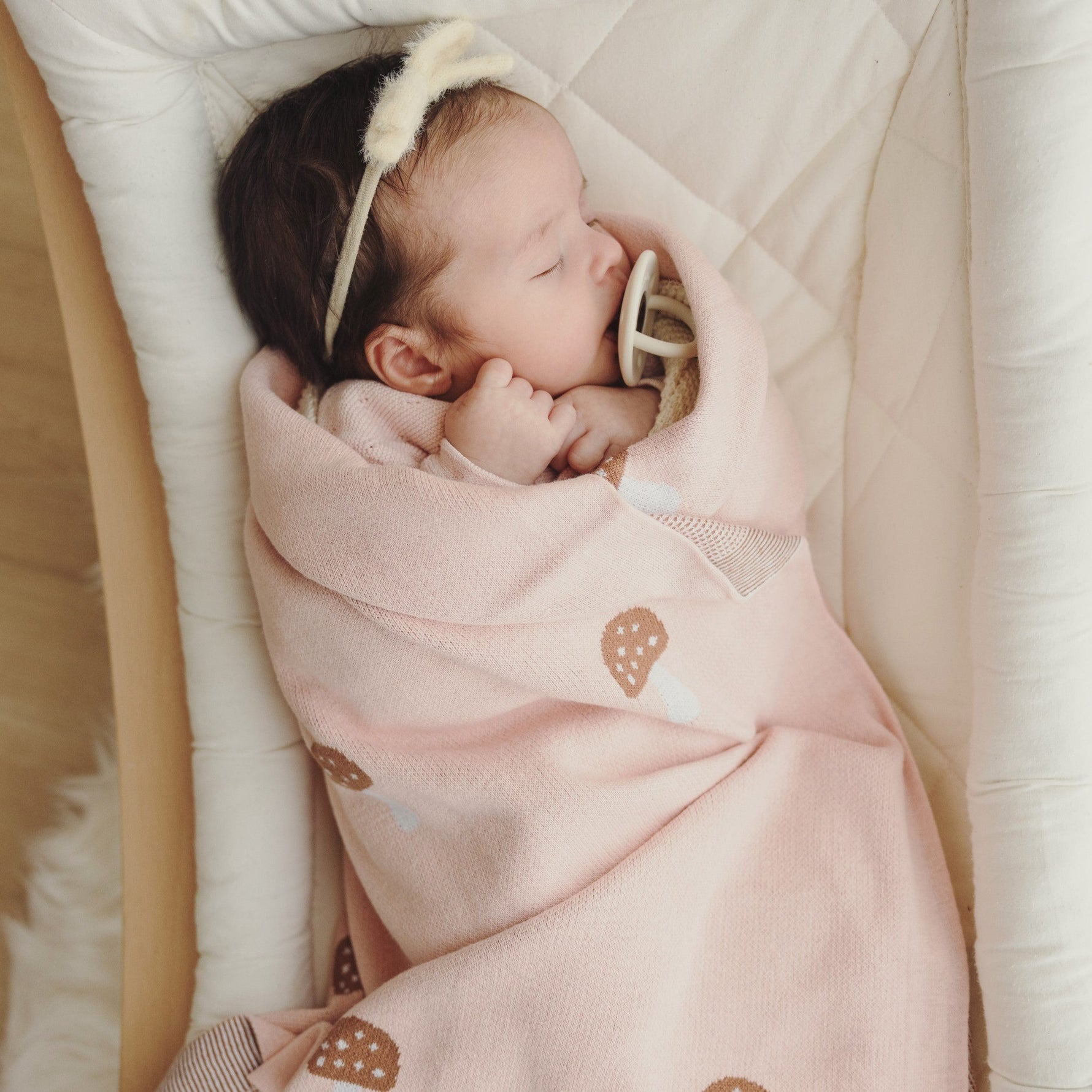 Luxury Knit Mushroom Swaddle Baby Blanket - By Baano