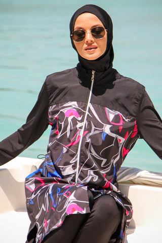 Woven Black Burkini Modest Swimwear M2266 - By Baano