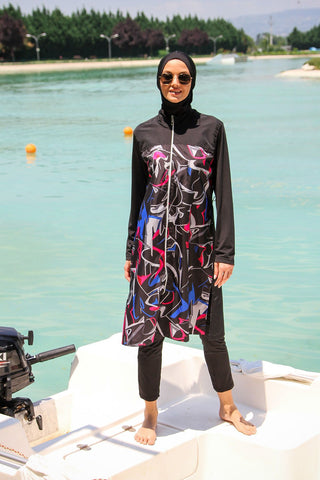 Woven Black Burkini Modest Swimwear M2266 - By Baano