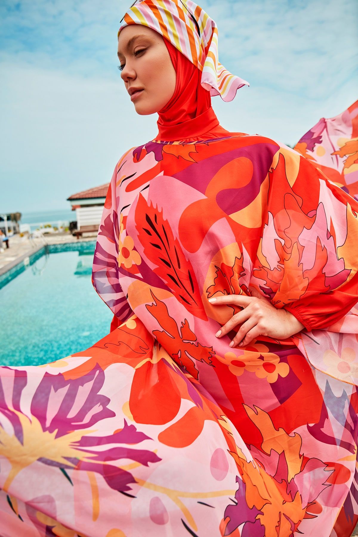 Orange Pareo Kimono P2336 Marina Modest