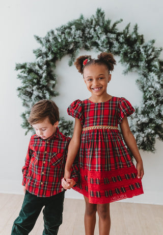 *PREORDER* Christmas Tartan Charlotte Dress - By Baano