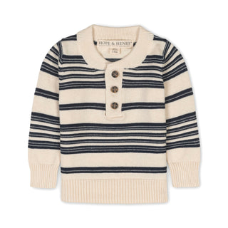 Organic Sweater Henley with Elbow Patches - Glamourous Grace