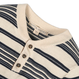 Organic Sweater Henley with Elbow Patches - Glamourous Grace