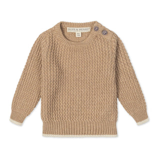Organic Crewneck Sweater with Buttons - By Baano