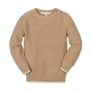 Organic Crewneck Sweater with Buttons - By Baano
