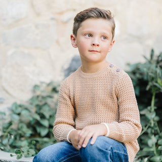 Organic Crewneck Sweater with Buttons - Glamourous Grace