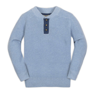 Organic Sweater Henley with Elbow Patches - Glamourous Grace