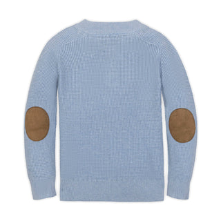 Organic Sweater Henley with Elbow Patches - Glamourous Grace