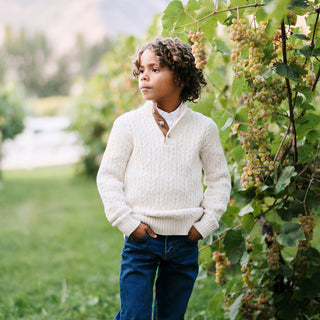 Organic Mock Neck Cable Sweater - Glamourous Grace