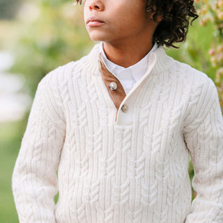 Organic Mock Neck Cable Sweater - Glamourous Grace