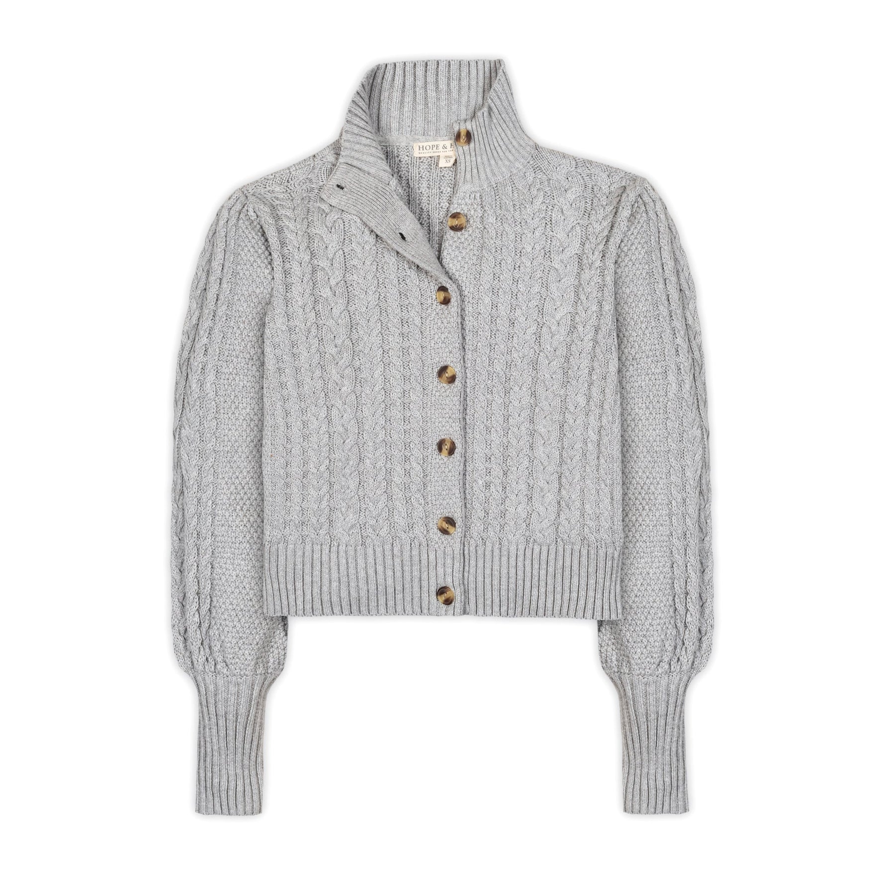 Organic Mock Neck Cable Cardigan