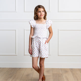 Organic Puff Sleeve Smocked Romper - By Baano