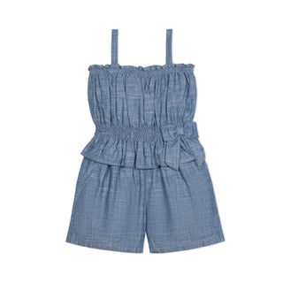 Organic Smocked Waist Chambray Romper - Glamourous Grace