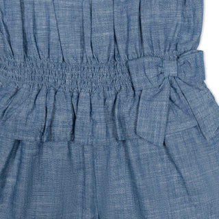Organic Smocked Waist Chambray Romper - Glamourous Grace
