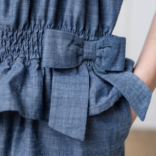 Organic Smocked Waist Chambray Romper - Glamourous Grace