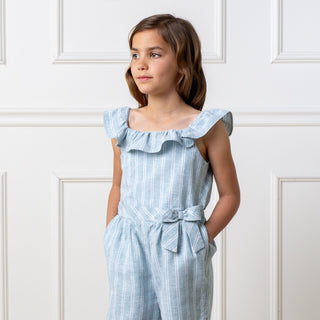 Linen Ruffle Collar Romper - Glamourous Grace