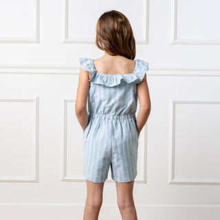 Linen Ruffle Collar Romper - Glamourous Grace