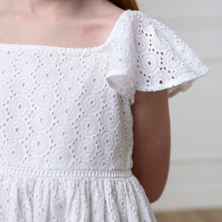 Organic Flutter Sleeve Eyelet Dress - Glamourous Grace