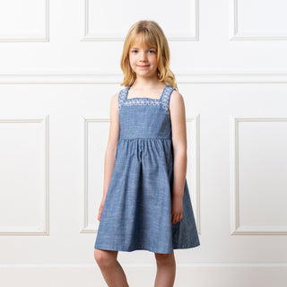 Organic Chambray Sundress with Embroidery - Glamourous Grace
